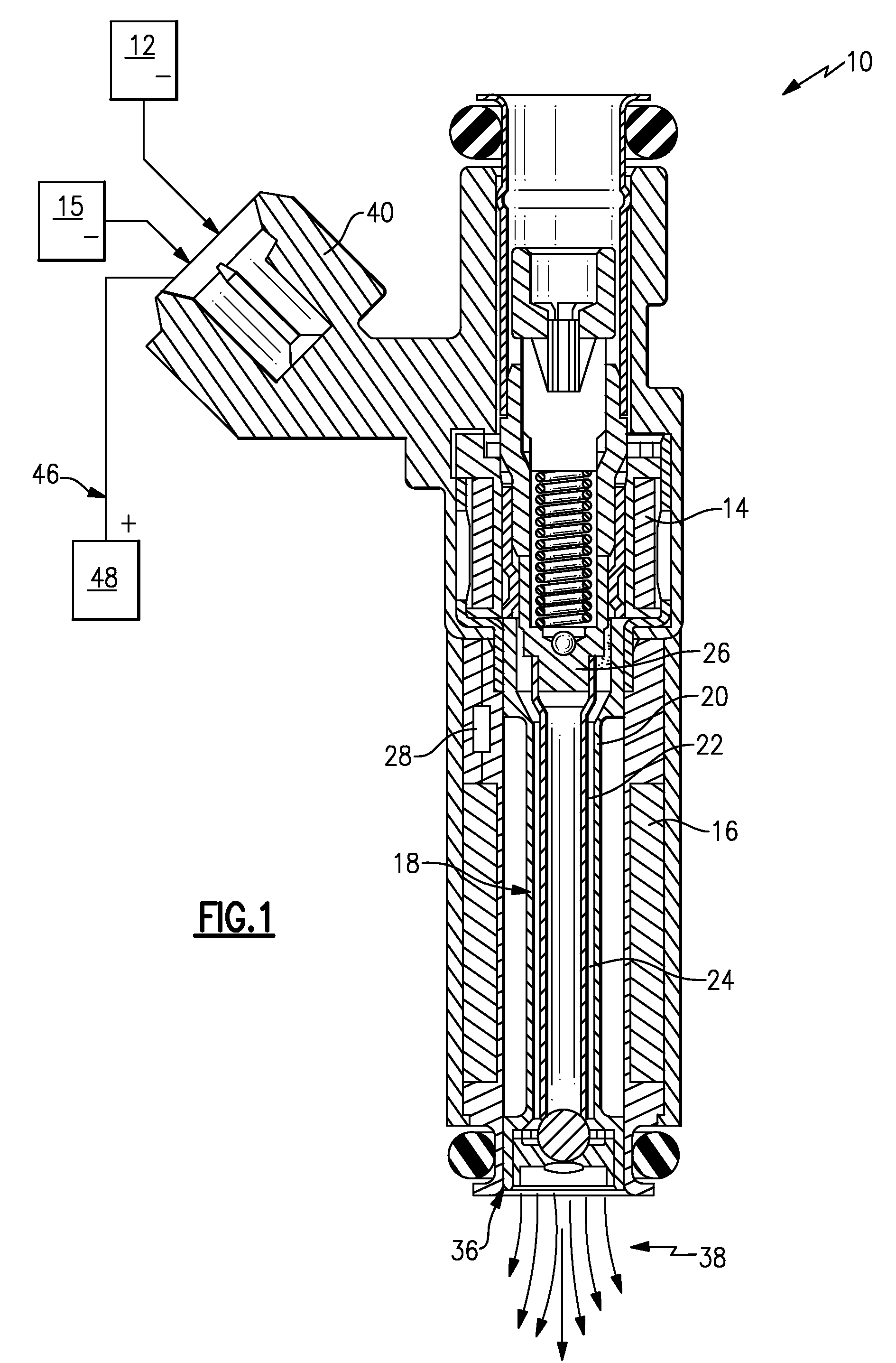 Inductive heated injector using a three wire connection