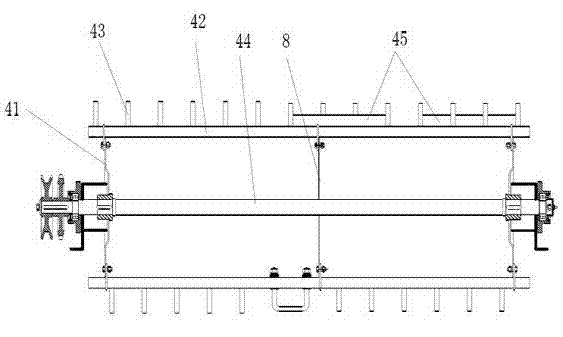 Threshing structure of L-shaped horizontal and longitudinal axial flow full-feeding combine harvester