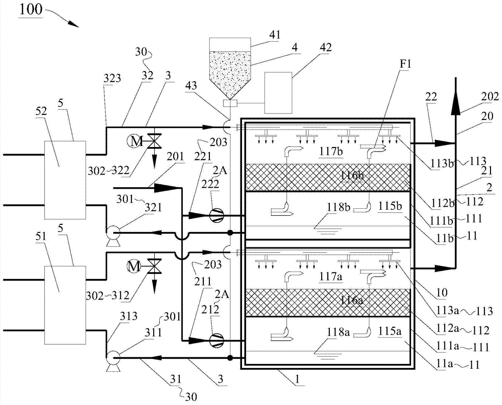 Multi-layer parallel stacked frame type spray flue gas waste heat recovery heat exchange device