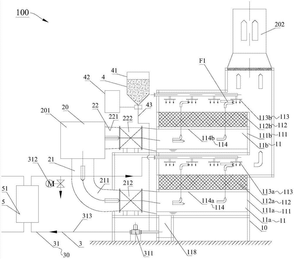 Multi-layer parallel stacked frame type spray flue gas waste heat recovery heat exchange device