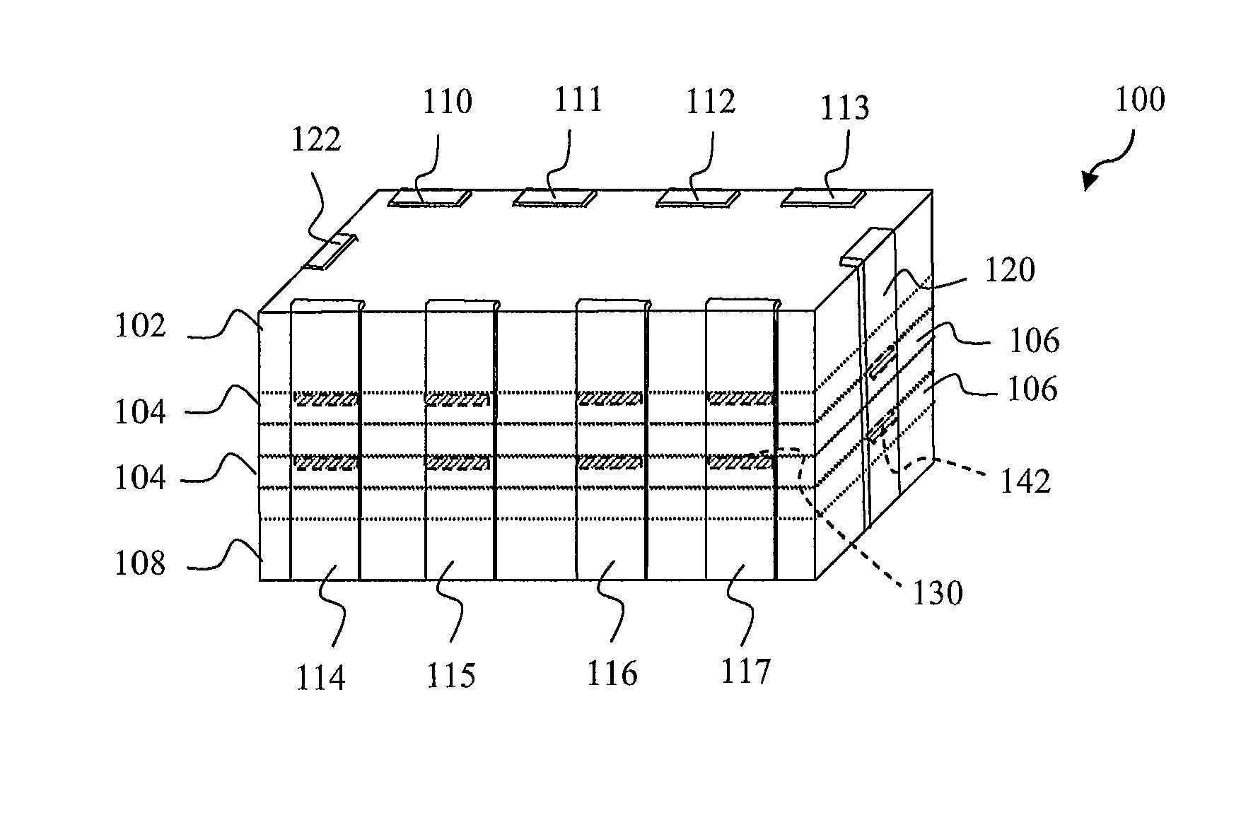 Element array and footprint layout for element array