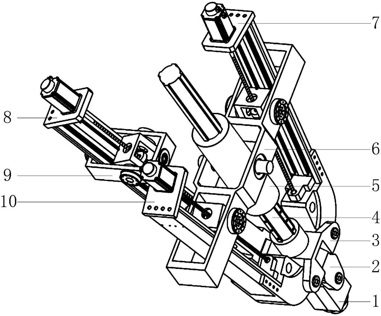 Hybrid robot based on four-branched-chain two-rotation and one-movement parallel mechanism