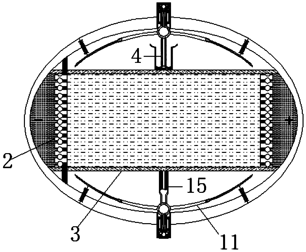 Device for treating production sewage by iron ion flocculation activity