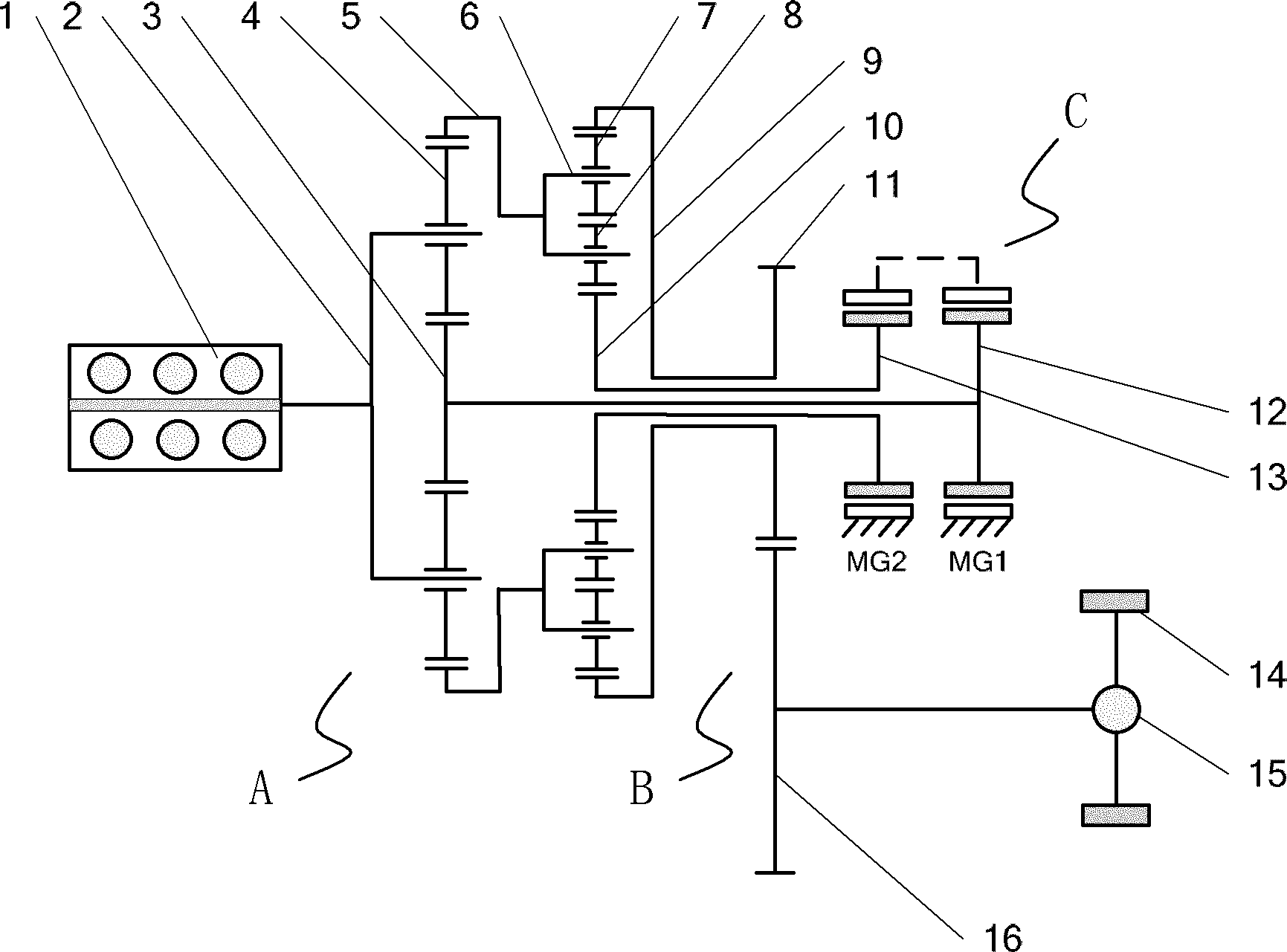 Electromechanical power coupling device for hybrid vehicle