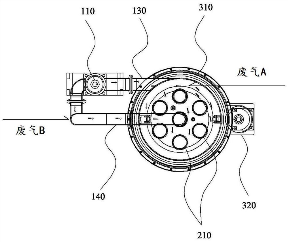 Waste gas separation and treatment apparatus and control method therefor