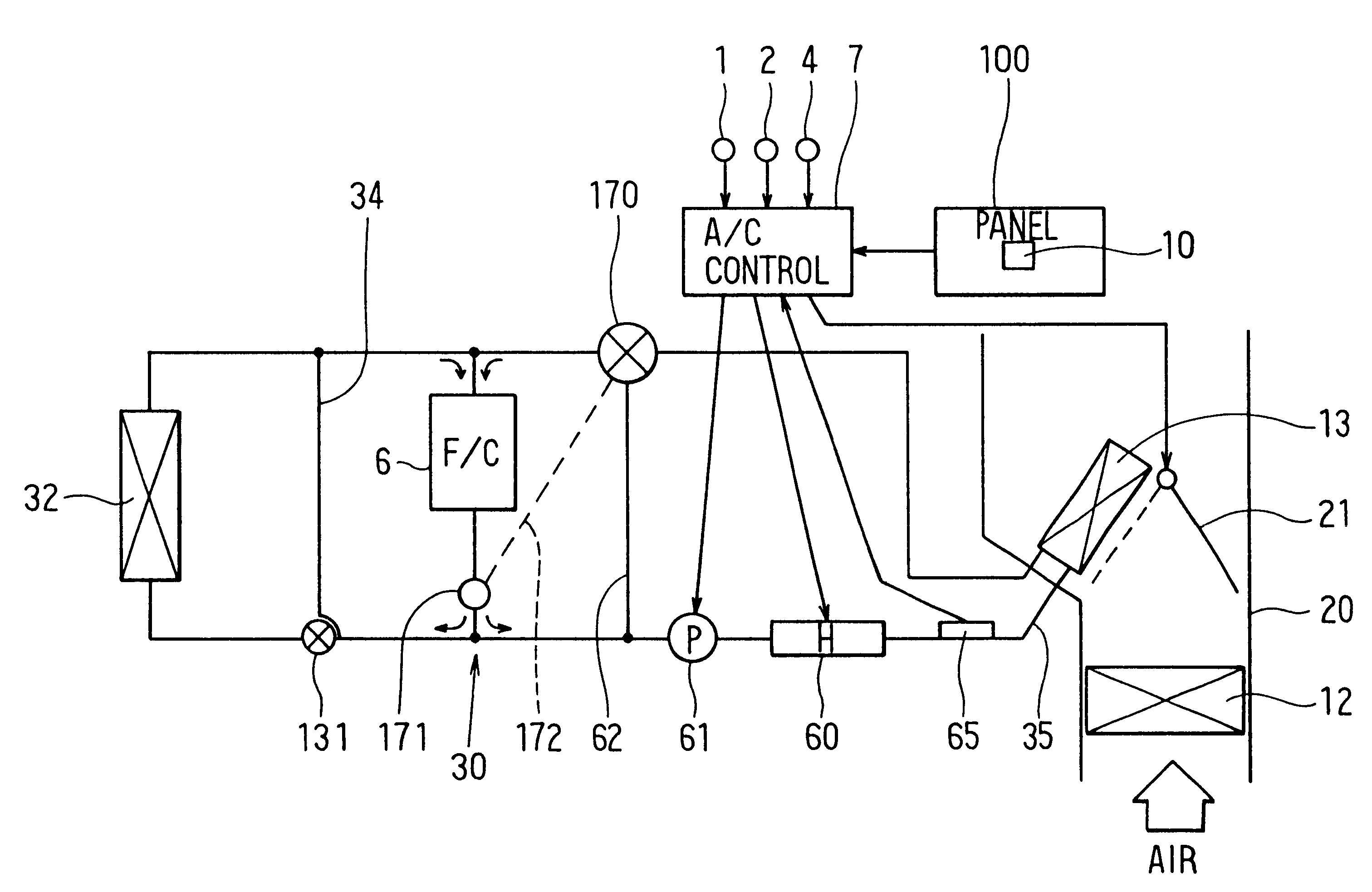 Vehicle air conditioner with heating capacity control of cooling water circuit