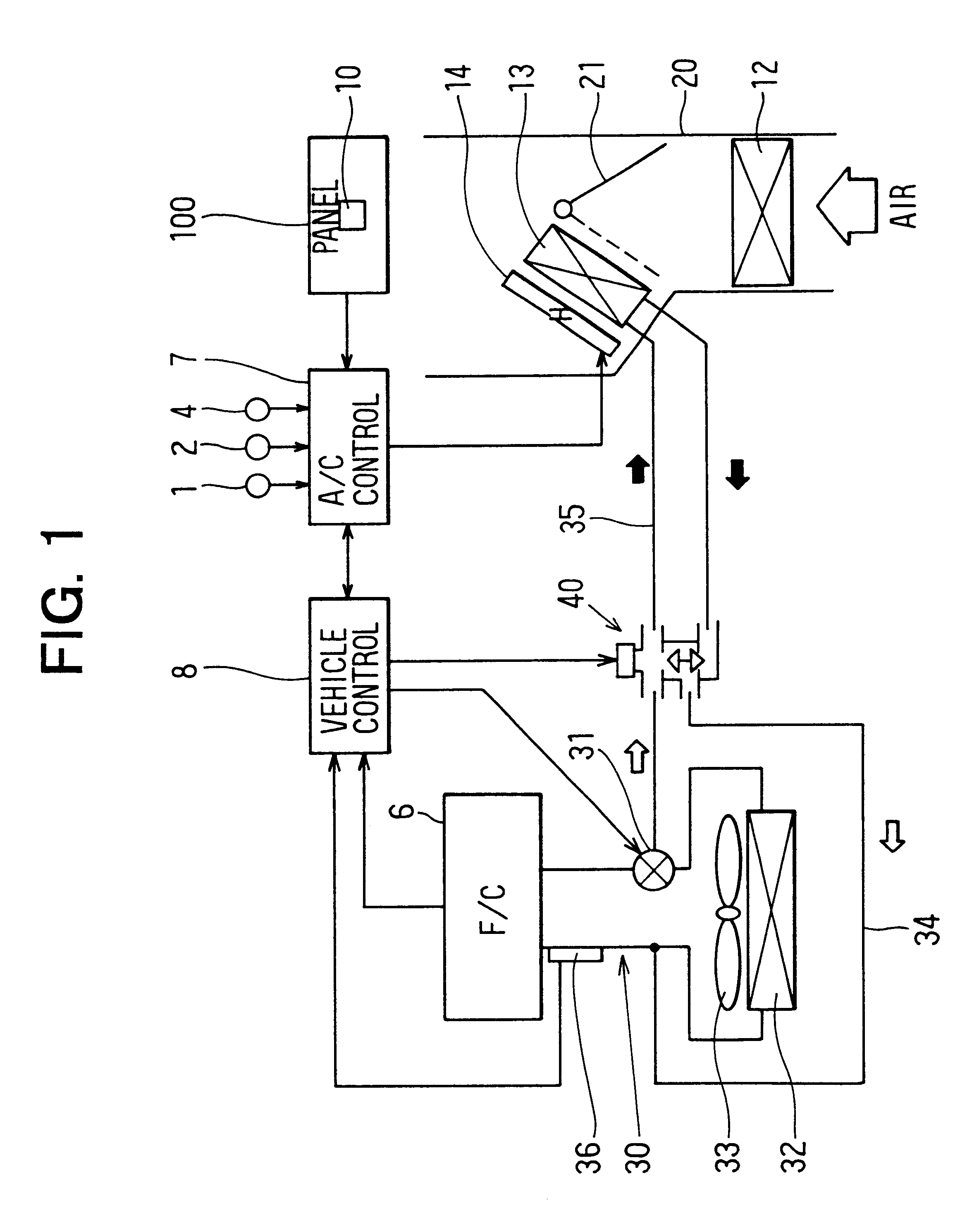 Vehicle air conditioner with heating capacity control of cooling water circuit