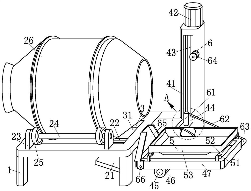 A concrete mixing device with up and down movement