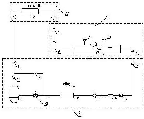 Air-cooled fluorine pump air conditioning system and control method thereof