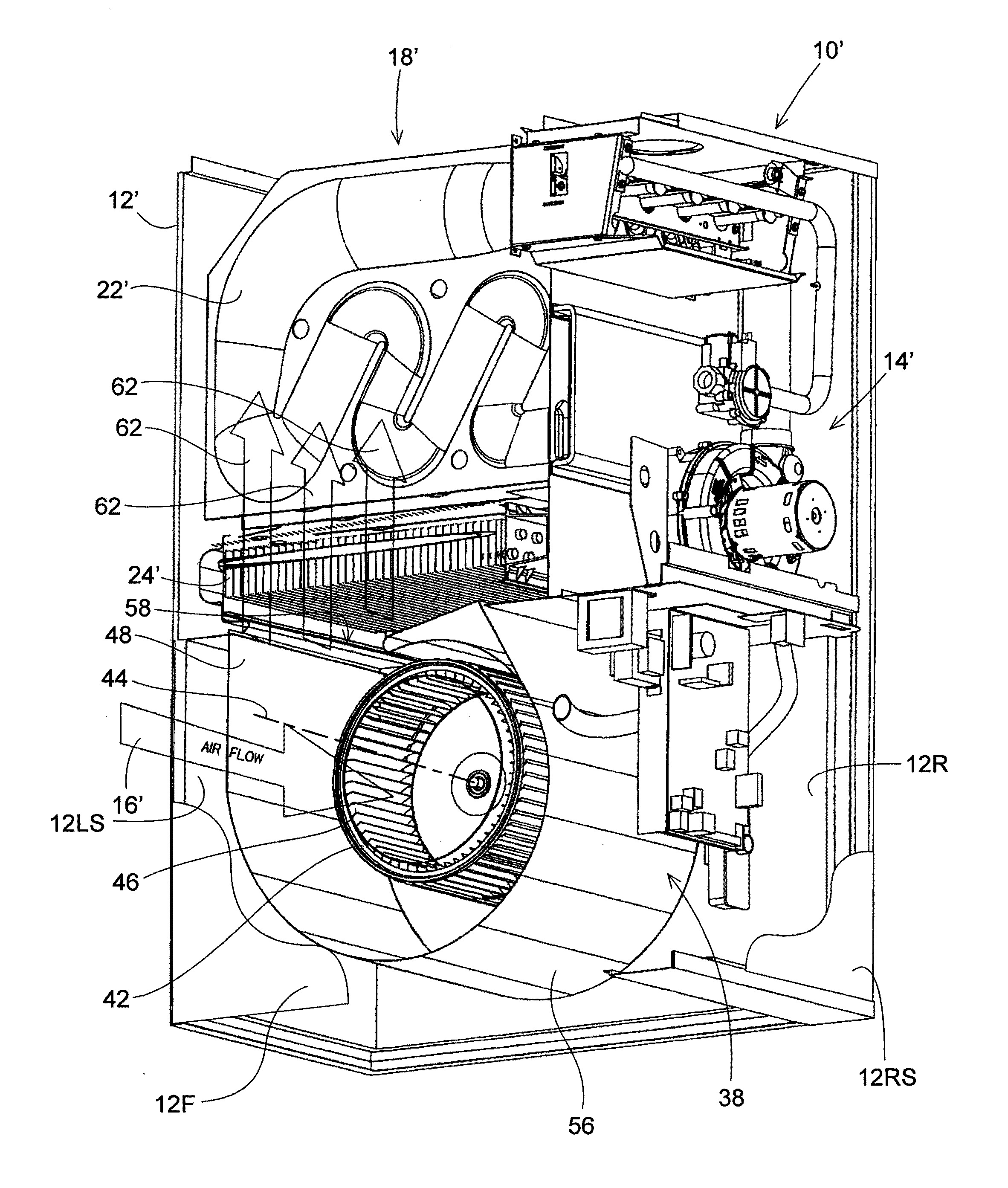 High Efficiency Furnace/Air Handler Blower Housing with a Side Wall Having an Exponentially Increasing Expansion Angle