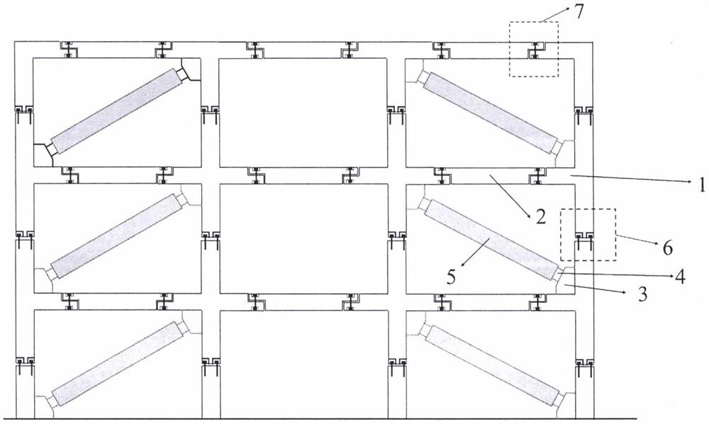 BRB inclined and X-shaped arranged dry-type connection fabricated reinforced concrete frame structure