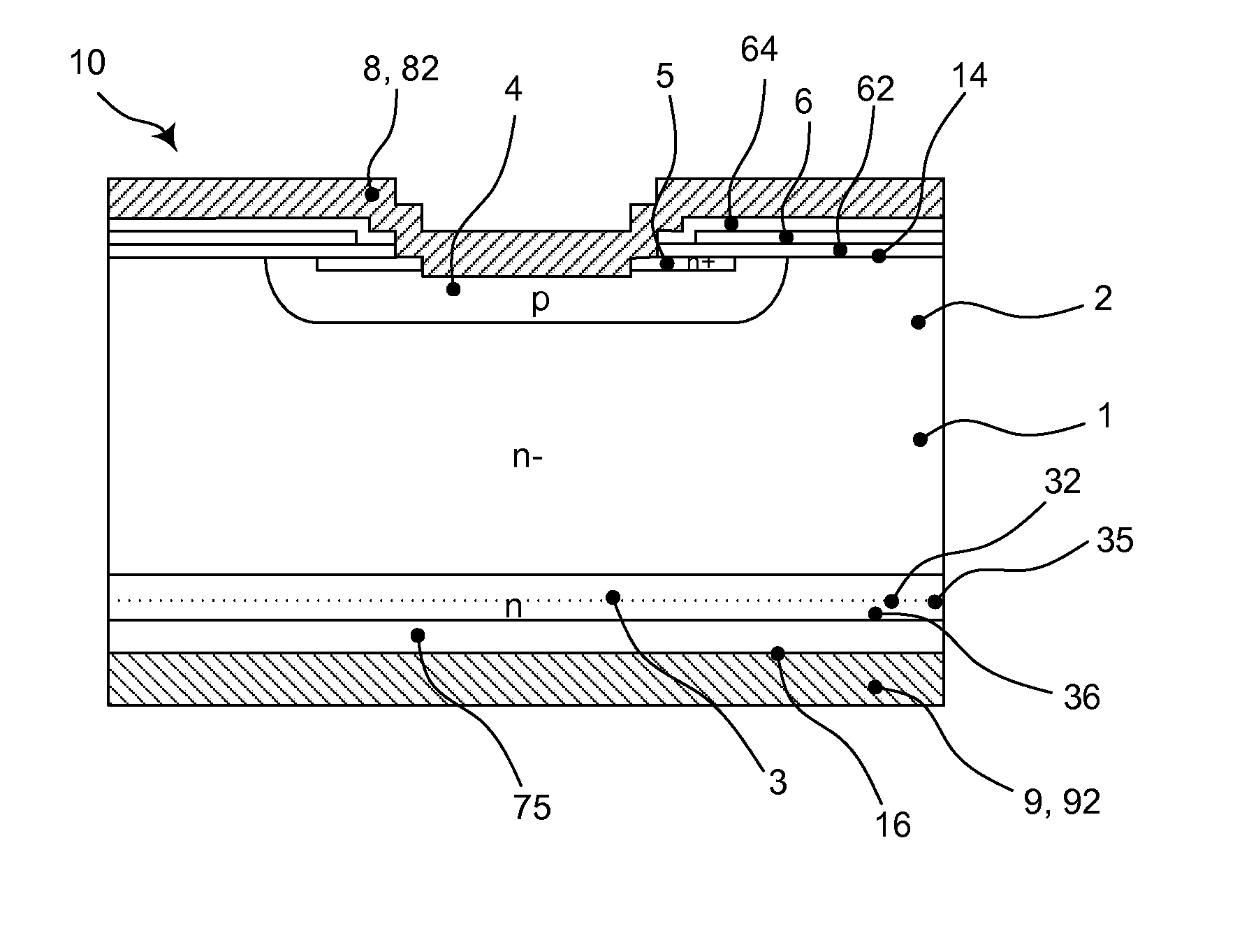 Bipolar punch-through semiconductor device and method for manufacturing such a semiconductor device