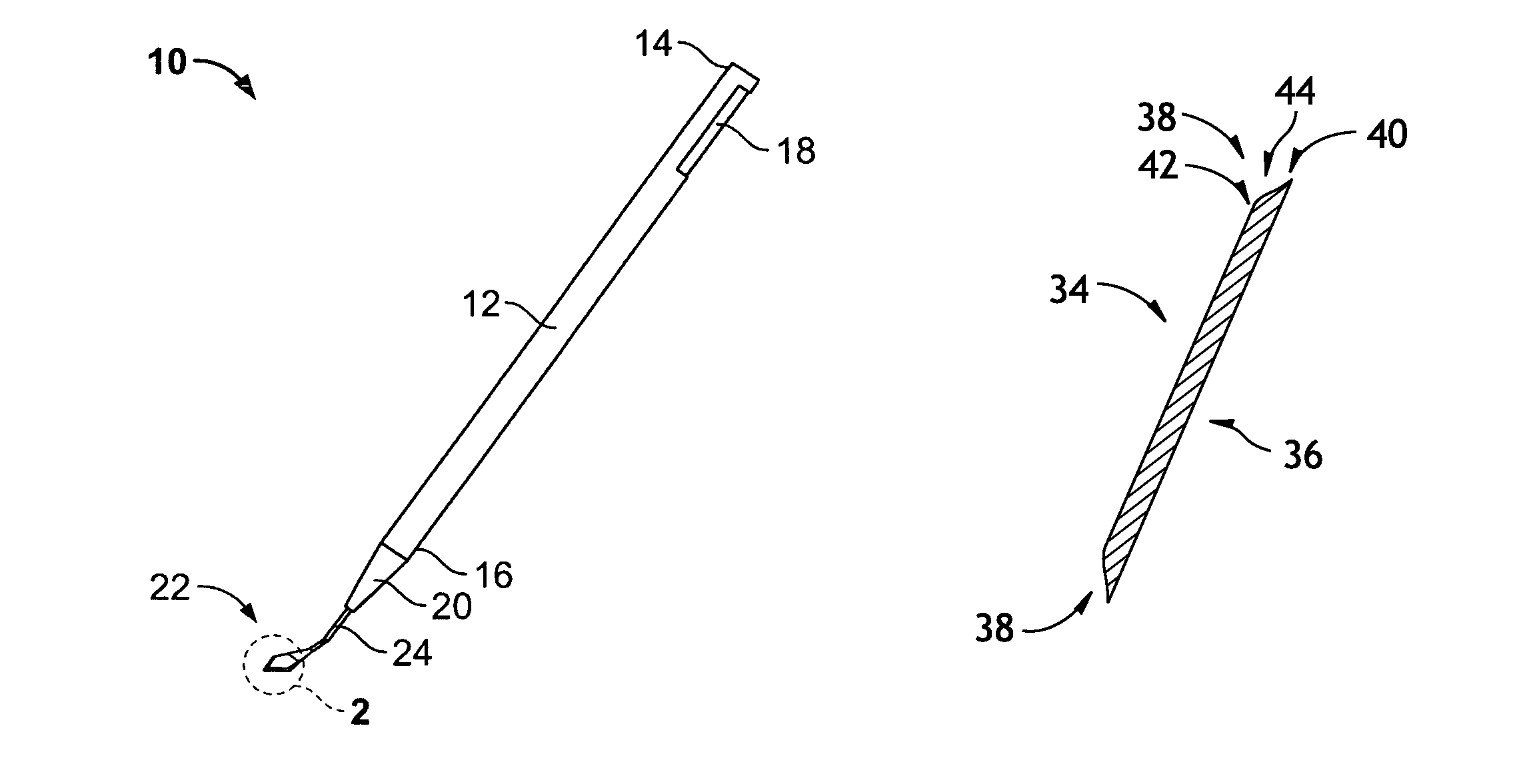 Surgical knife blade with hollow bevel