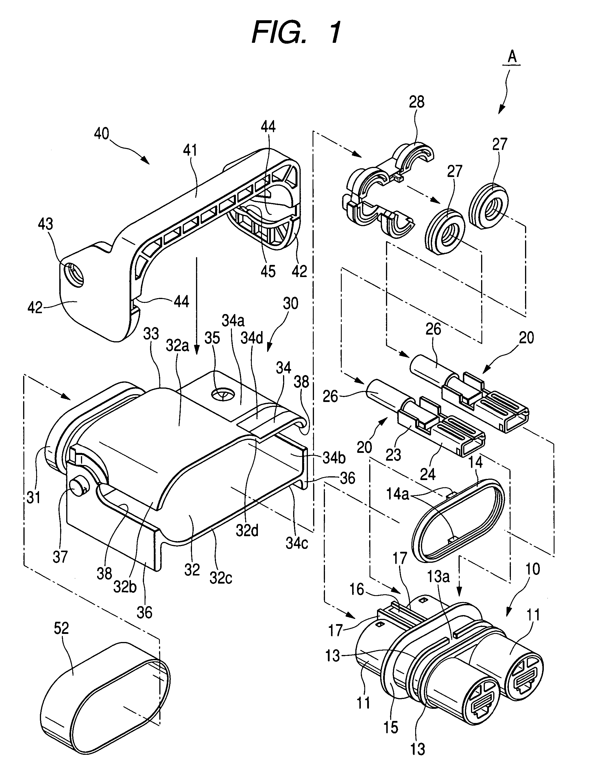 Connecting structure of connector, shield connector and lever type connector