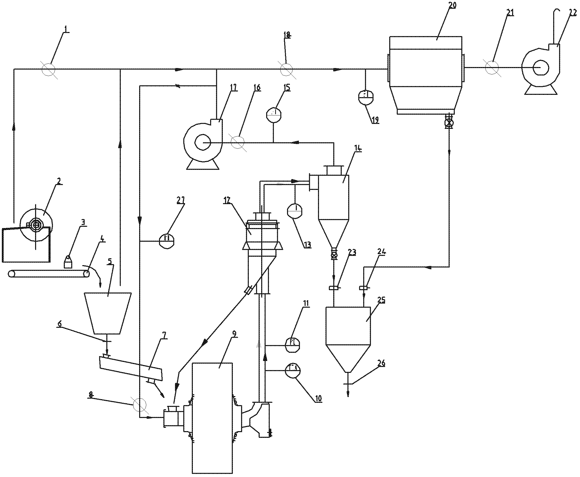 Closed-wind belt material-type alumina crust block crushing production line device