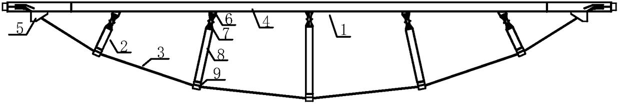 Prestressed fish belly sill with inclined stay bars for retaining and protecting for deep foundation excavation