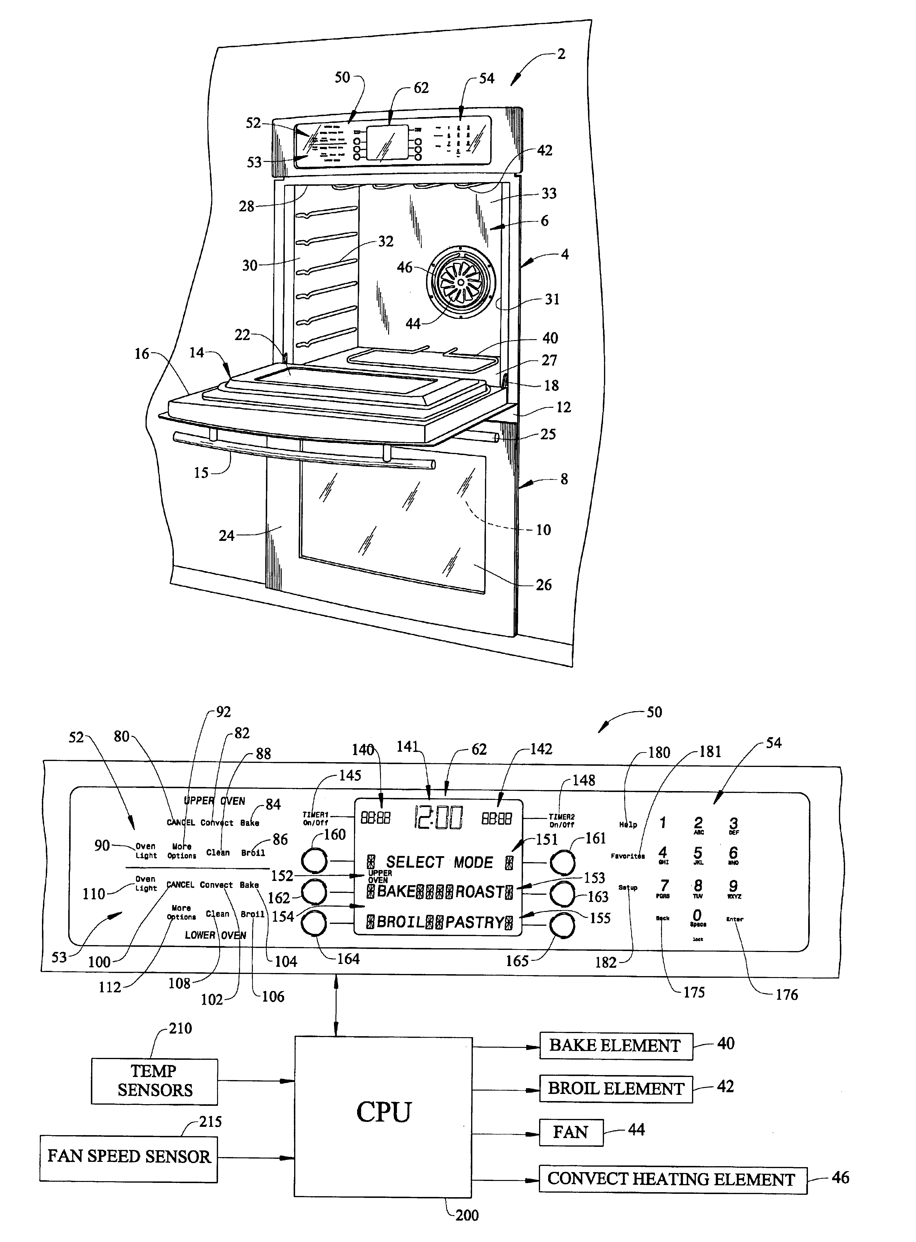 Menu driven control system for a cooking appliance