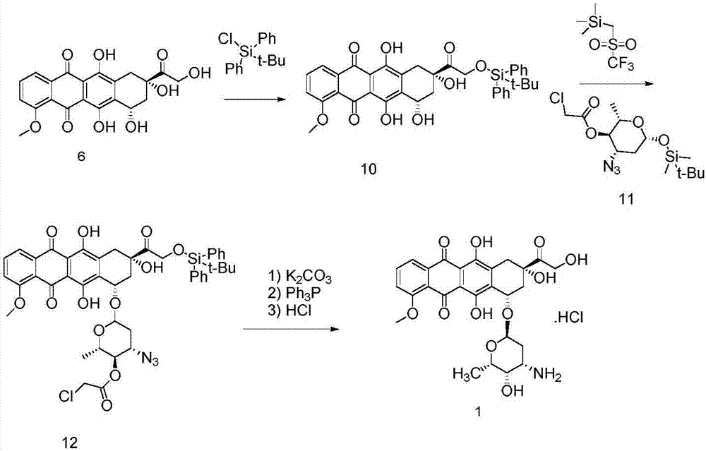 Method for preparing epirubicin hydrochloride and intermediate compound