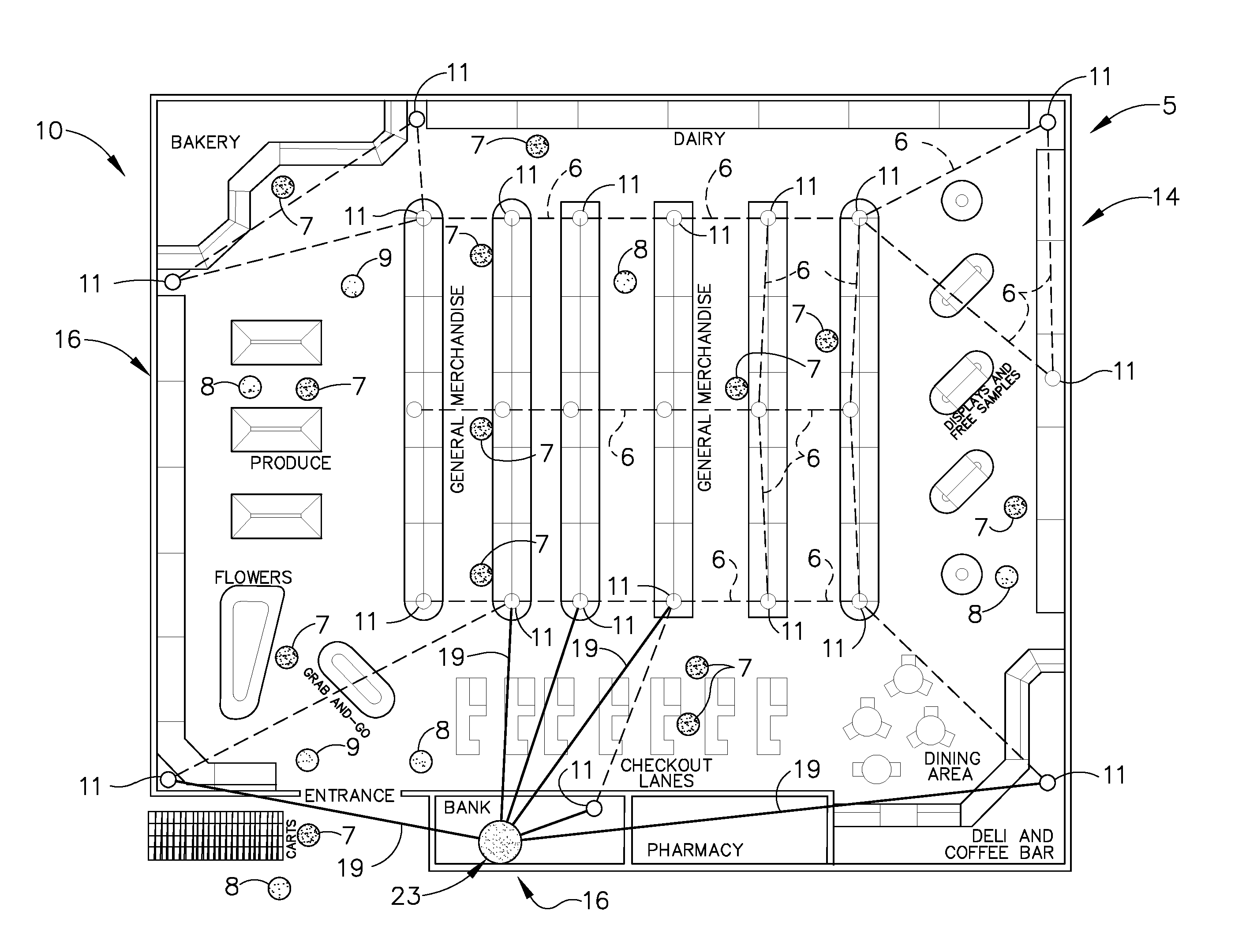 Method of tracking the real time location of shoppers, associates, managers and vendors through a communication multi-network within a store