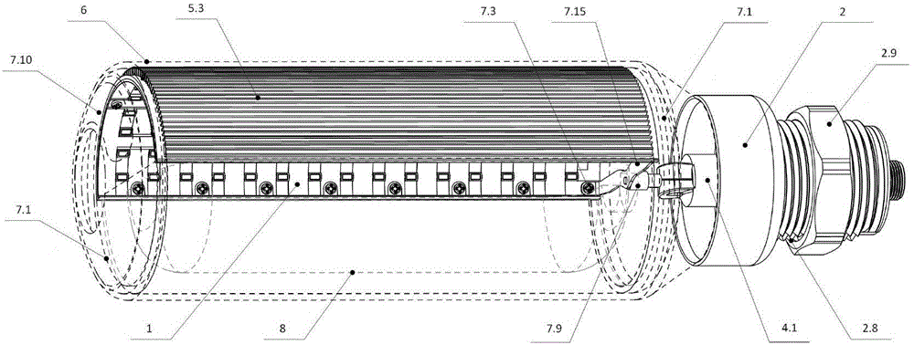 Patch type luminous bulb with semi-circular heat radiation ring and application thereof