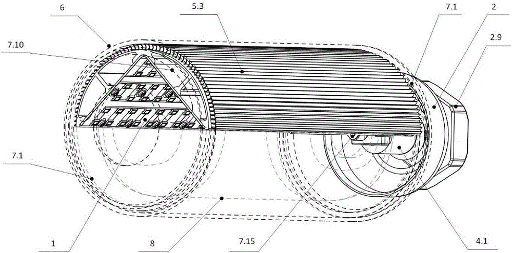 Patch type luminous bulb with semi-circular heat radiation ring and application thereof