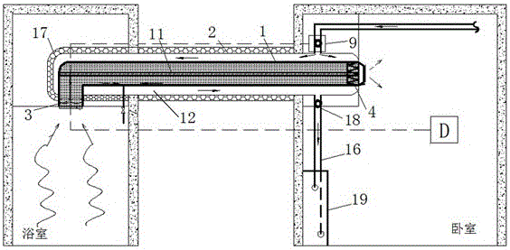 A bathing steam humidification device assisted by a heating pipe