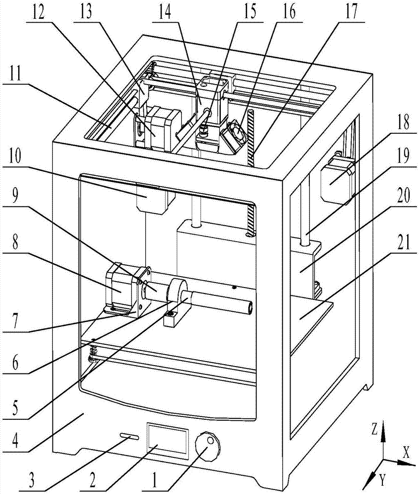 Four-axis linkage 3D printing device based on fusion deposition principle