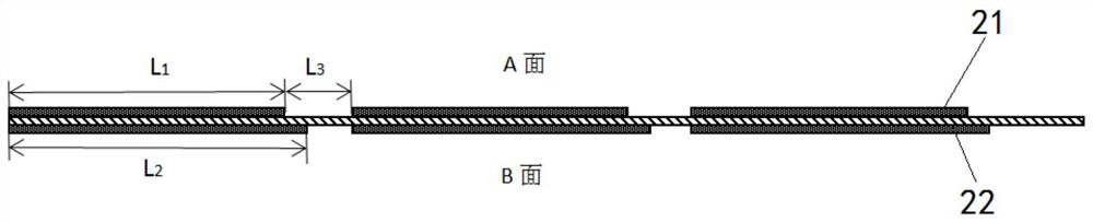 Lithium ion battery positive pole piece and gap coating method thereof