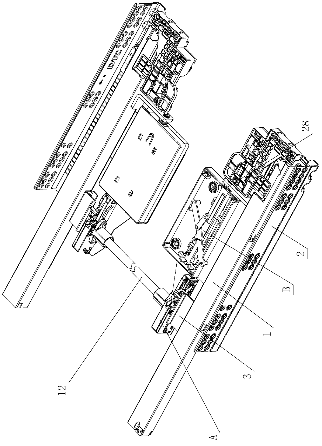 Synchronous pressing rebounding opening and closing structure used for furniture