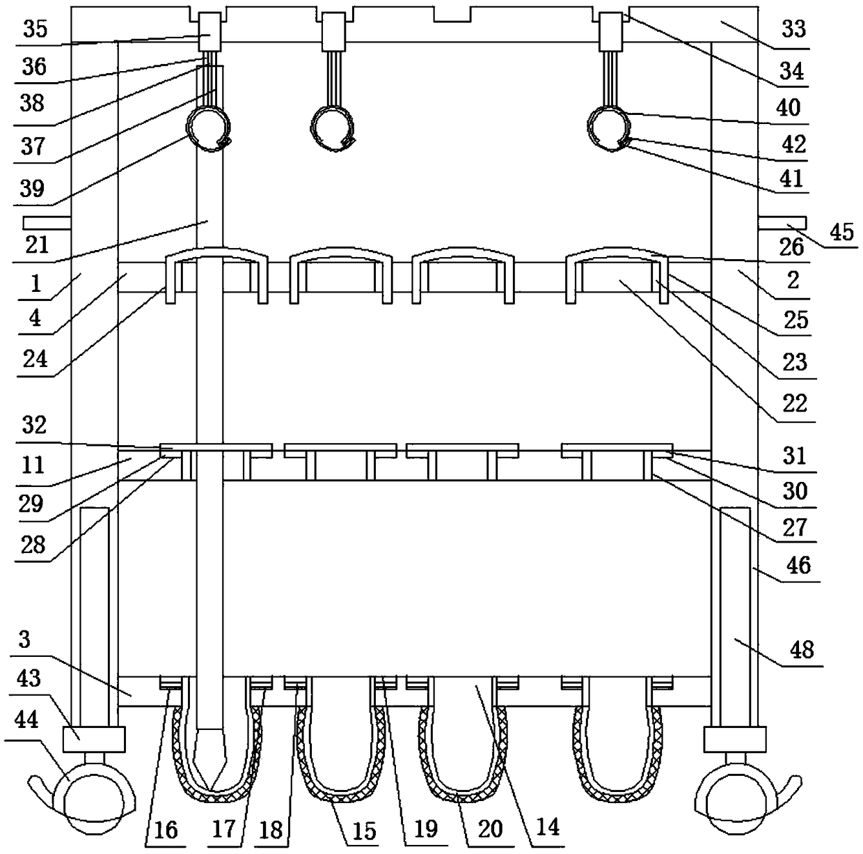 Martial arts device protection fixing device convenient to move and using method