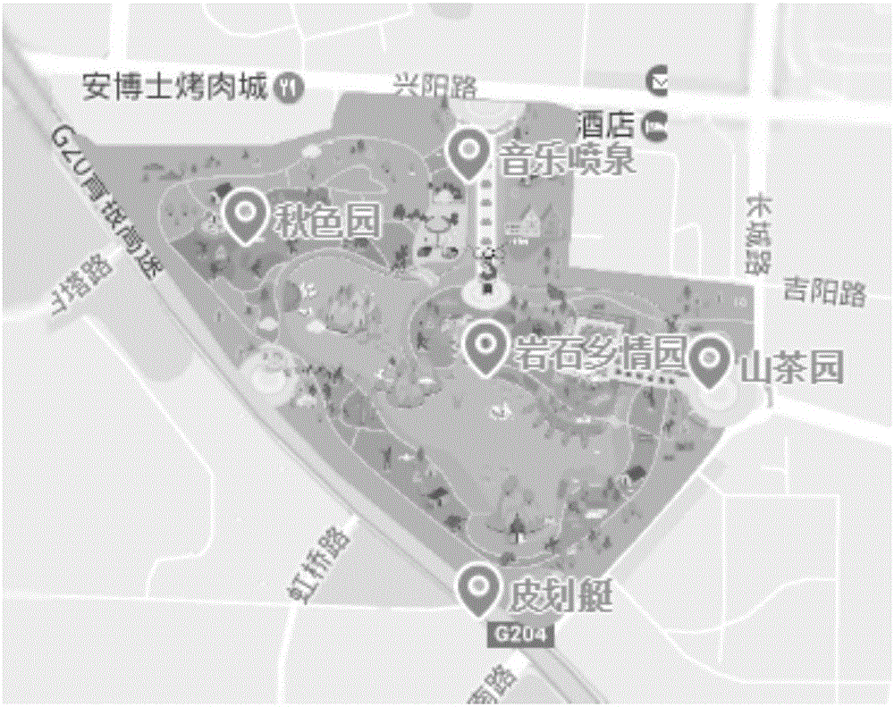 Intelligent touring guide and visiting guide system and method based on map scaling ratio classification displaying