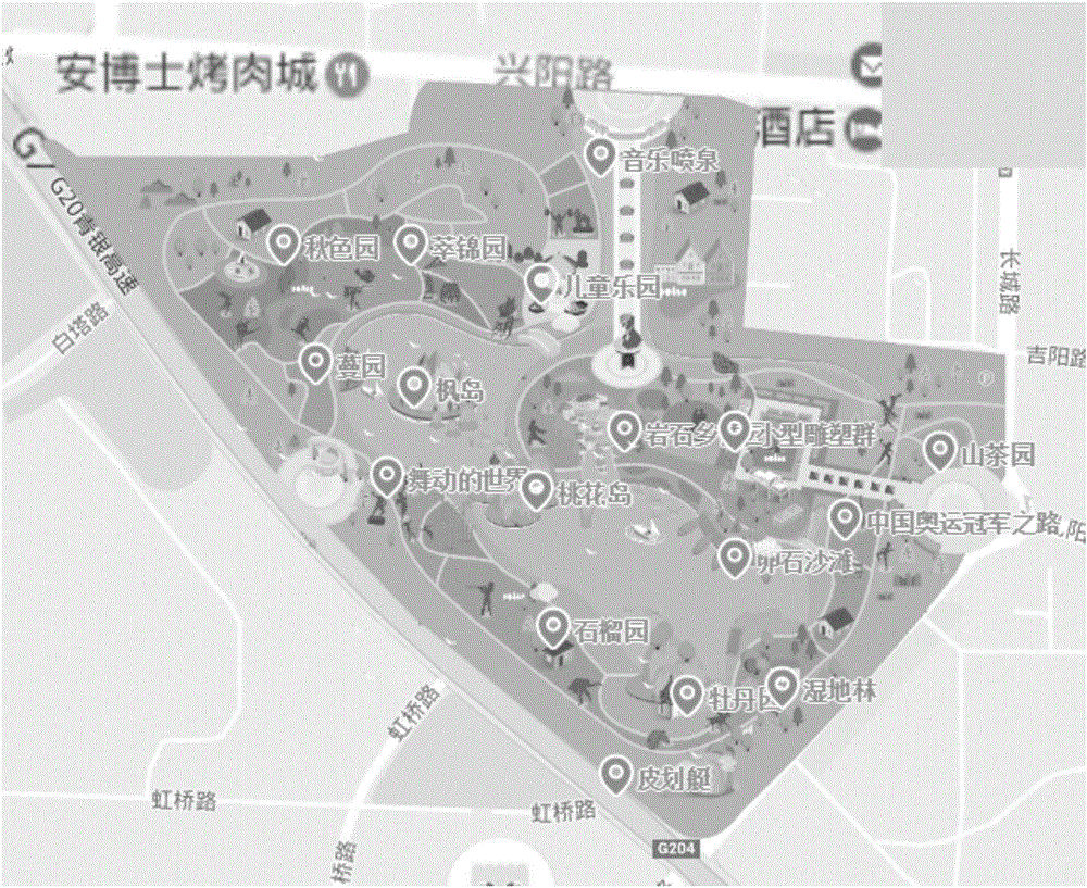 Intelligent touring guide and visiting guide system and method based on map scaling ratio classification displaying