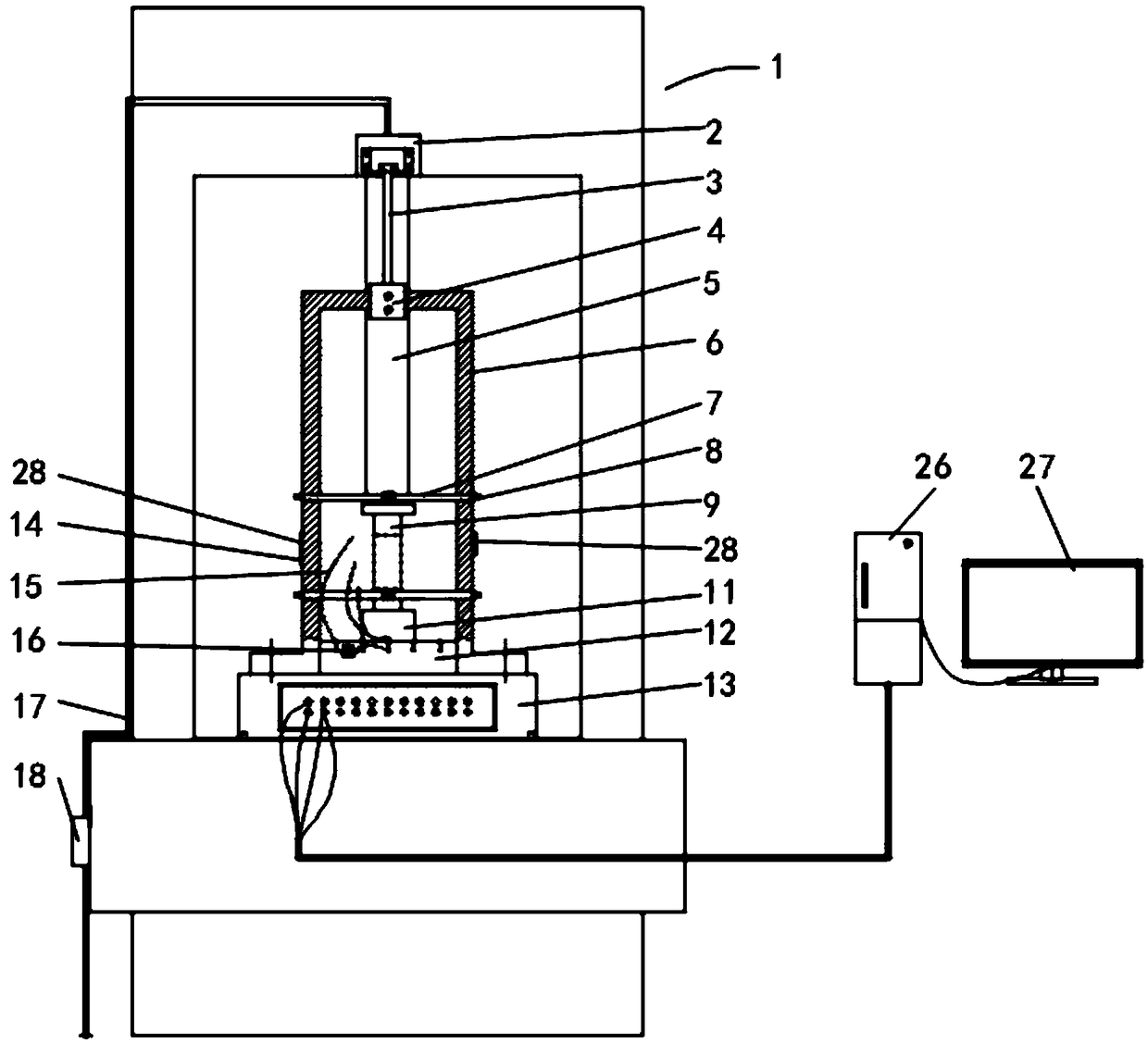 Test system for failure spatiotemporal evolution of rock in deep complex environment