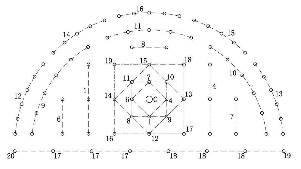 Hollow-hole rhombic parallel cut blasting damping method