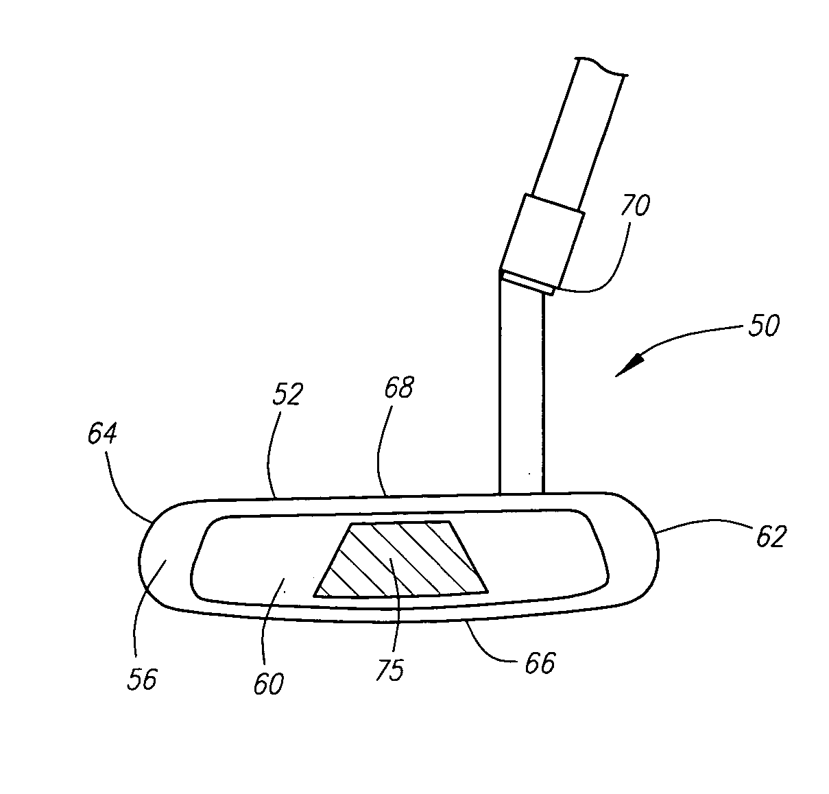 Putter-type golf club head with an insert