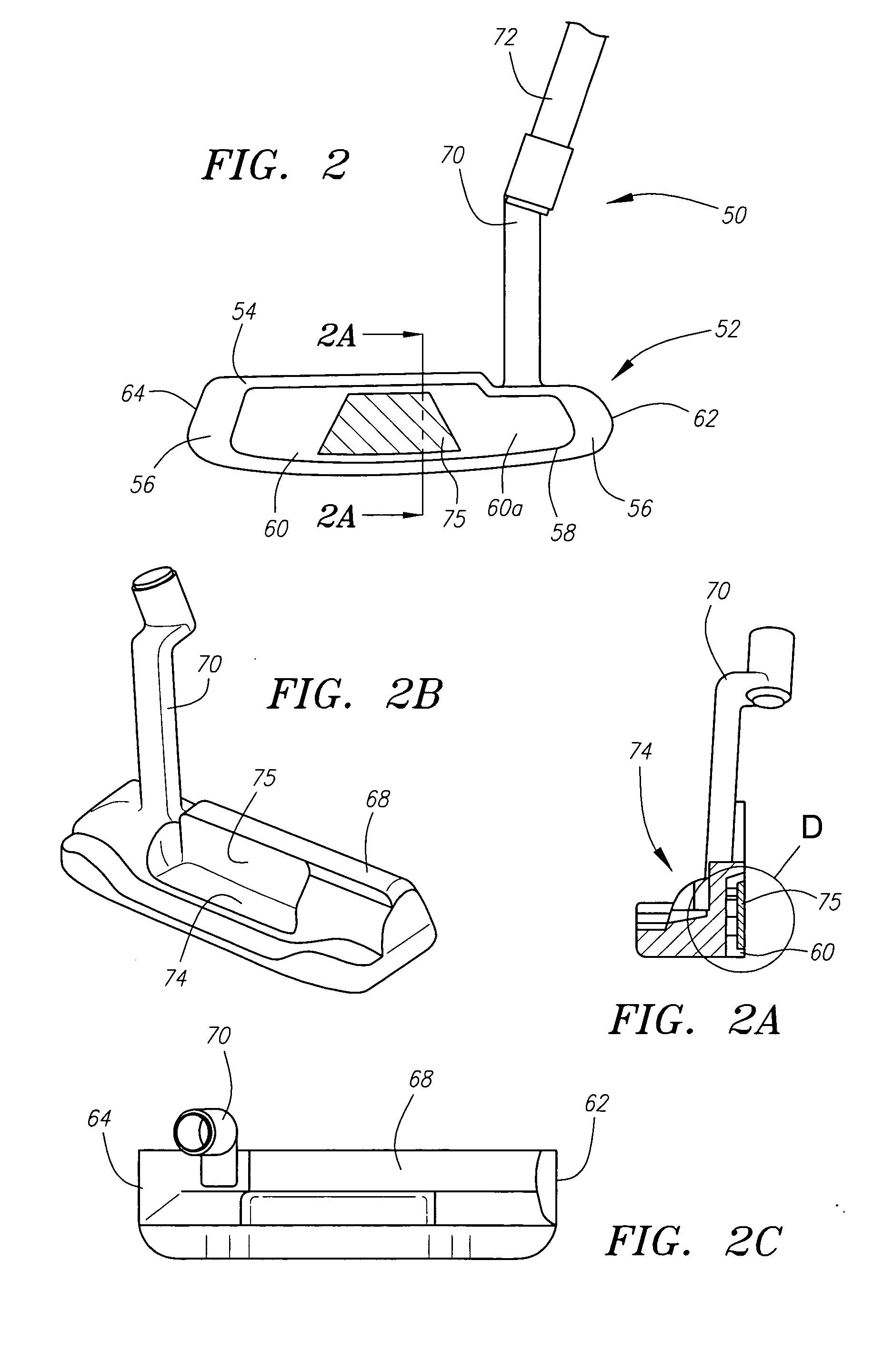 Putter-type golf club head with an insert