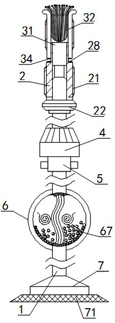 Sewage absorption self-spraying type irrigation pipe based on rural sewage biological ecological treatment