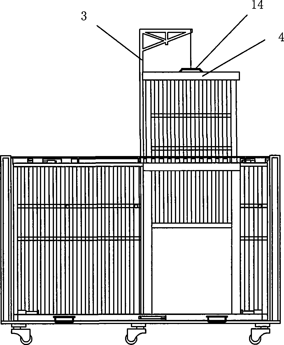 Folding type across cage device for beasts