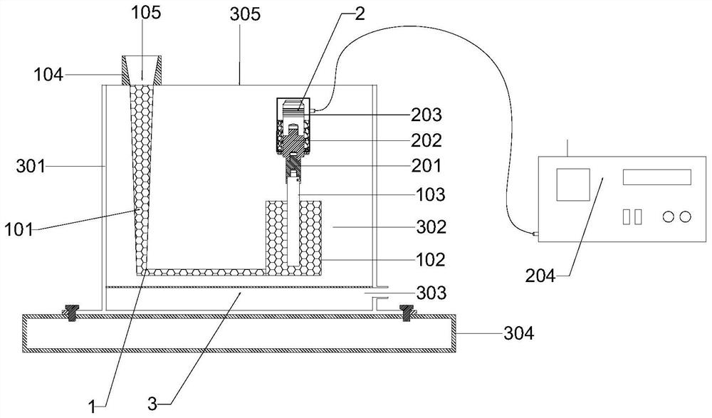 Ultrasonic-assisted lost foam casting device for magnesium-aluminum bimetal casting and application