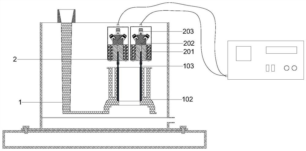 Ultrasonic-assisted lost foam casting device for magnesium-aluminum bimetal casting and application