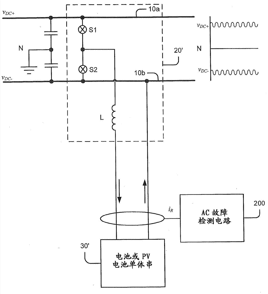 Systems and apparatus for fault detection in dc power sources using ac residual current detection