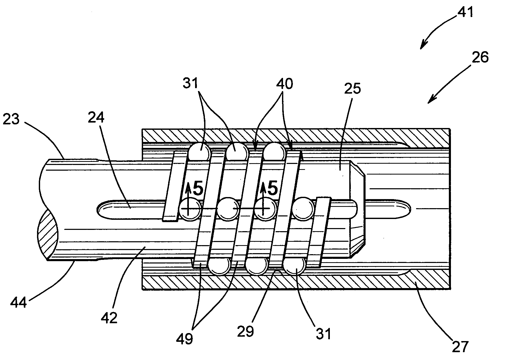 Rolling ball spline slip joint with helically shaped cage