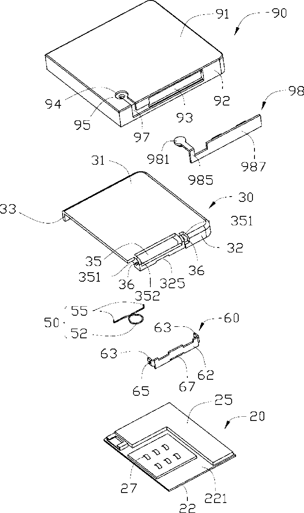 Chip card fixing device and portable electronic device with the fixing device