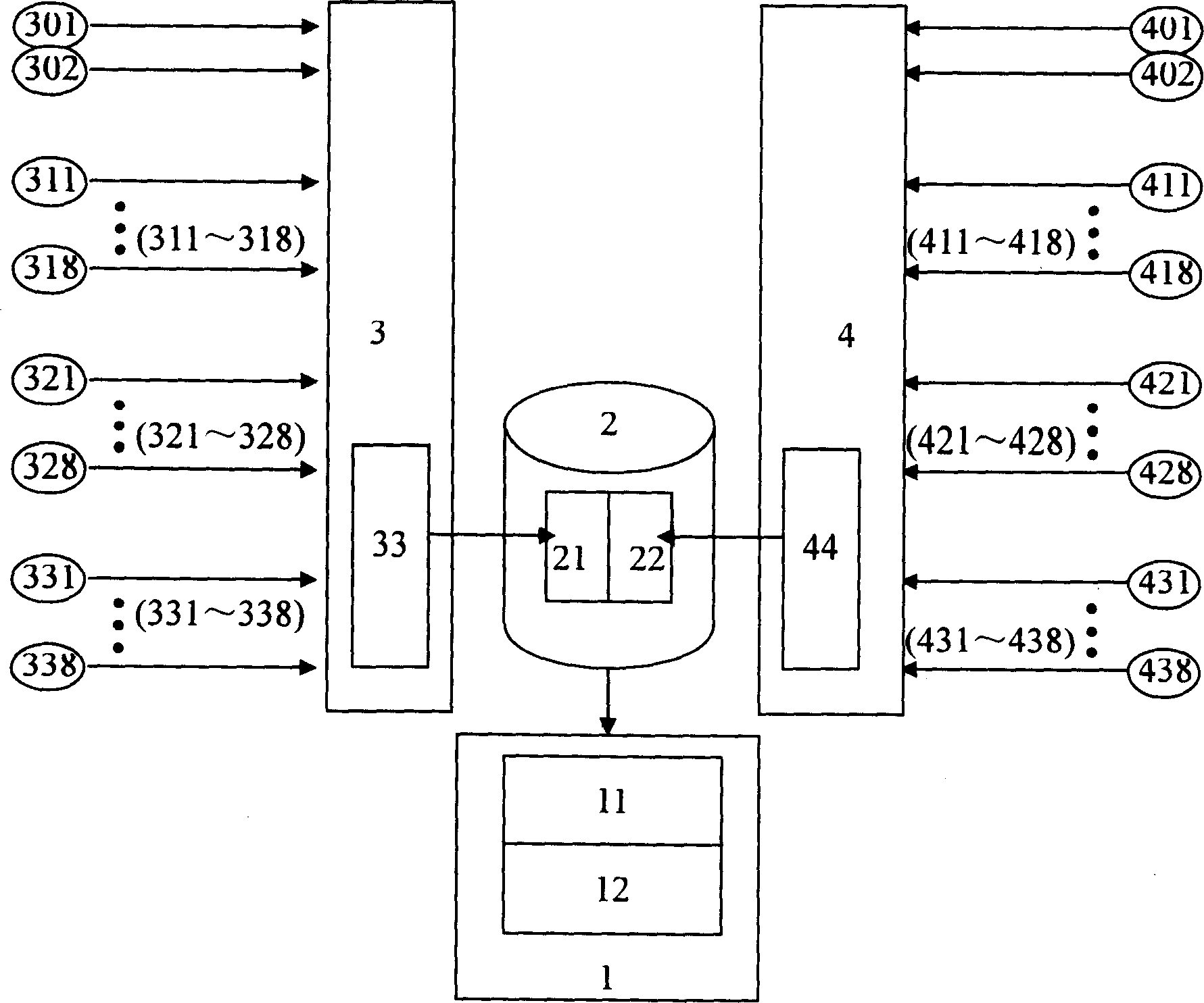 Measuring and processing device for power balance parameter of multipath laser system and power balance method