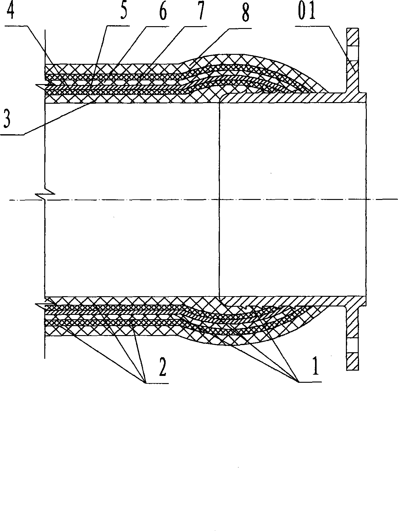 Large caliber rubber positive and negative flexible pipe of shield machine