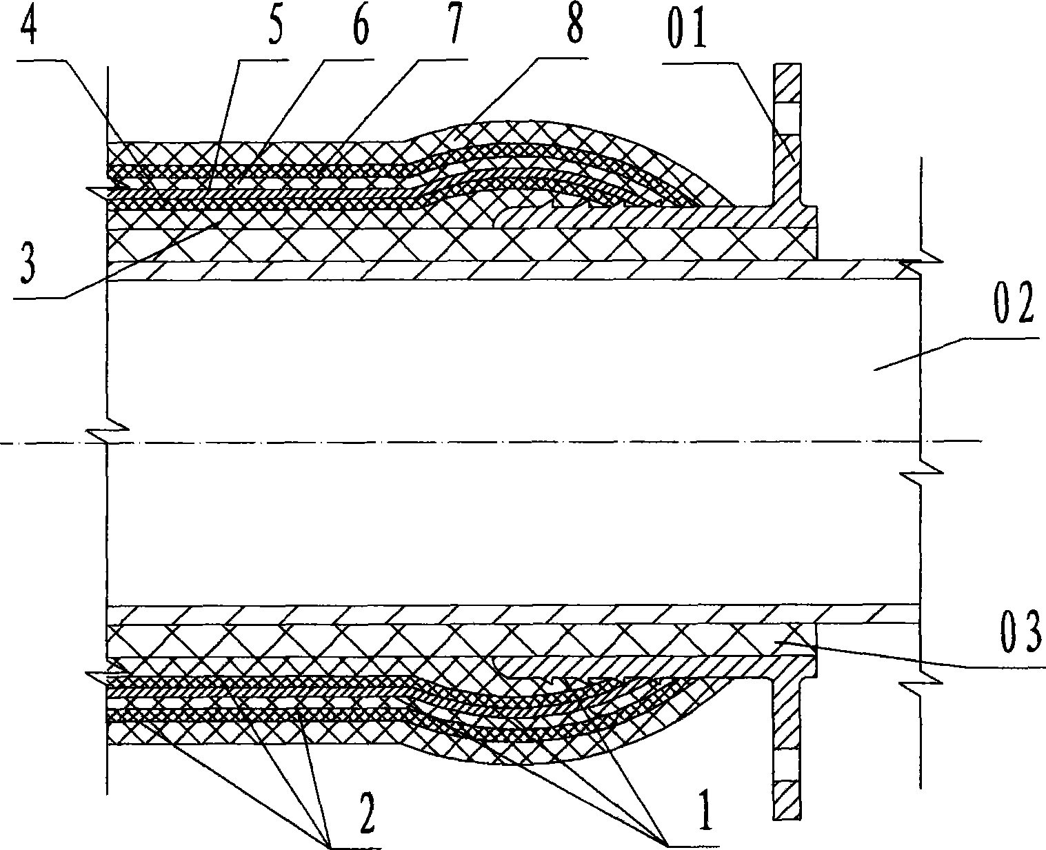 Large caliber rubber positive and negative flexible pipe of shield machine