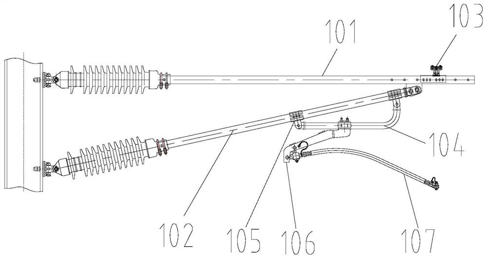 Catenary steel wrist arm positioning device and processing method coated with dirt-repellent composite coating