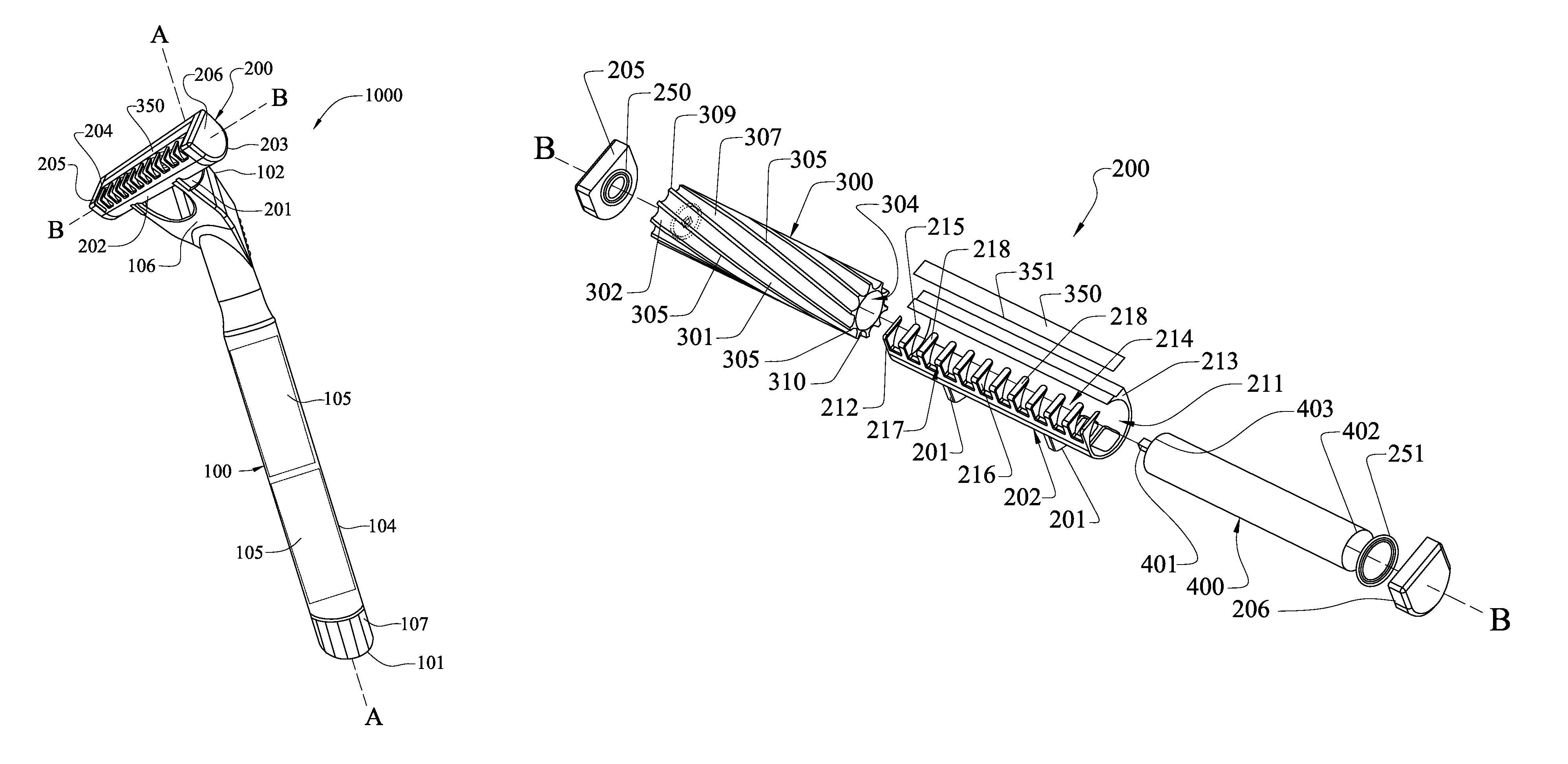 Motorized shaving apparatus head and motorized shaving apparatus