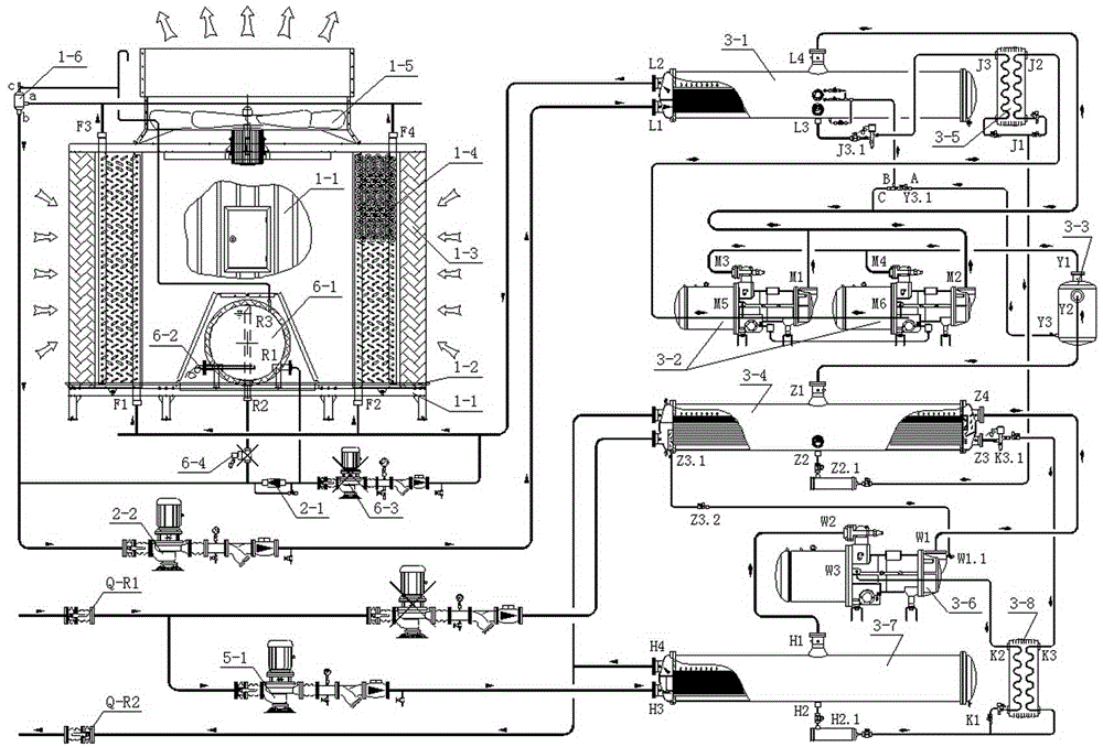 Double-effect heat supply device of low-temperature superconducting source heat pump