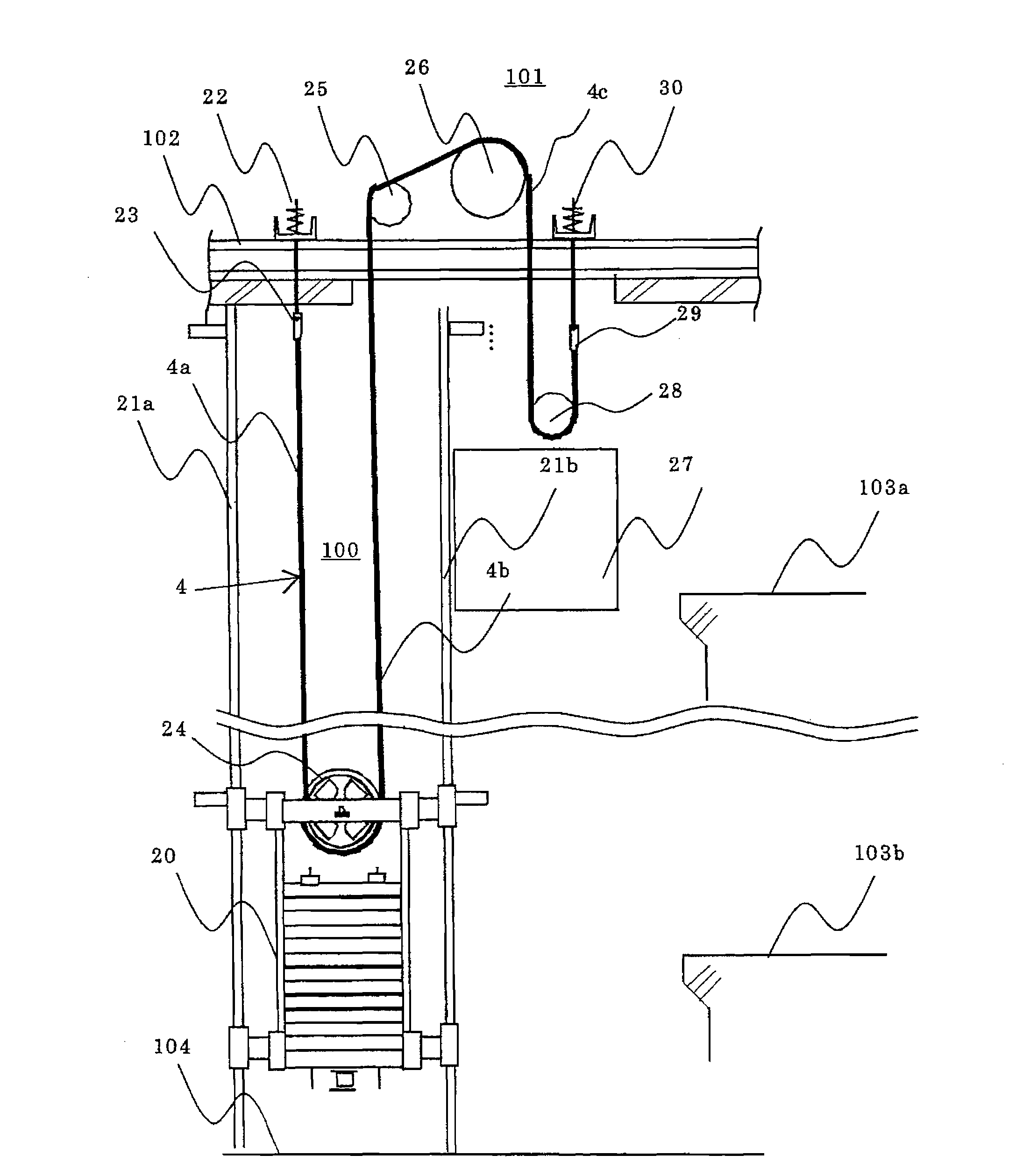 Main wirerope replacing tool of elevator